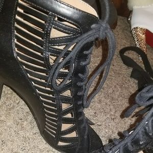 Black open toe heels